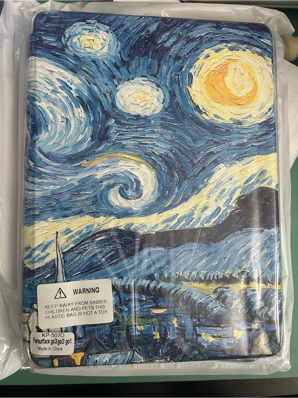 Starry Night Inspired Tablet Case - Blue & Yellow for Surface Go3/Go2/Go1